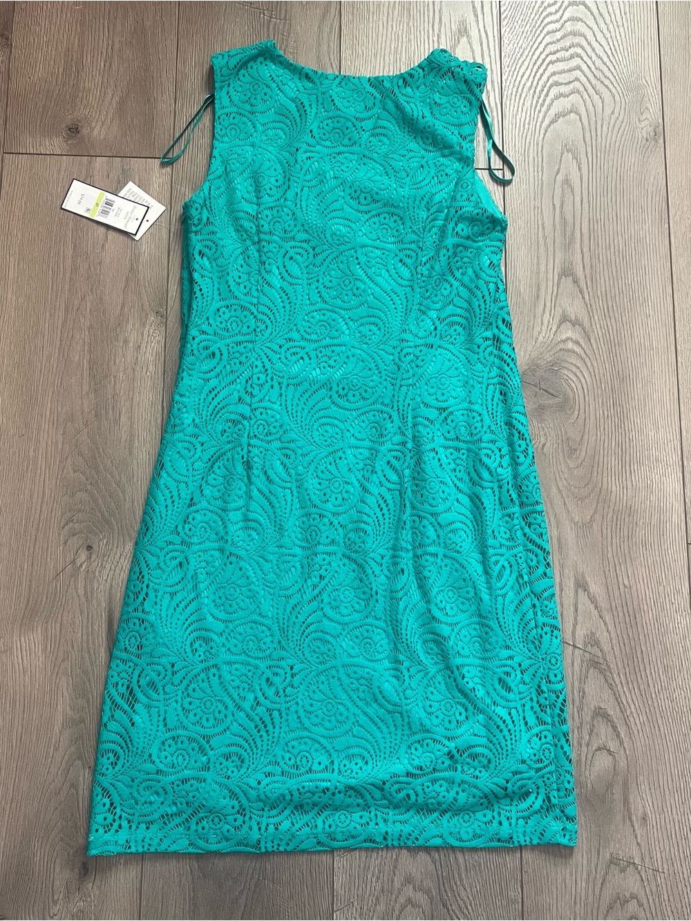 NWT Jessica Howard 4P Teal Green Crochet Lace Sleeveless Cocktail Dress - Picture 3 of 9